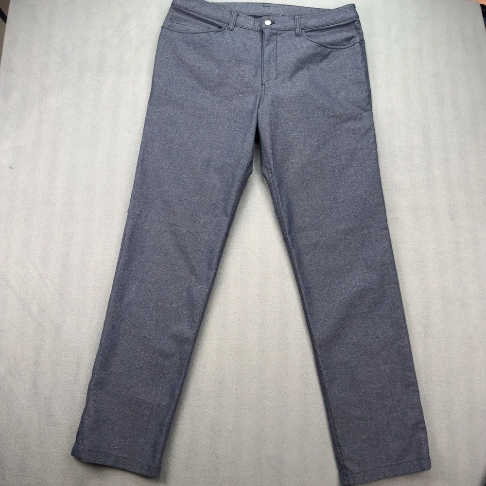 Lululemon Commission Pant Slim Blue Heathered Mens 34 Chino Trousers